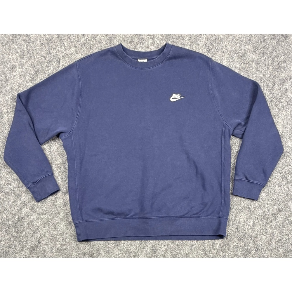 Nike Sportswear Club Fleece Crewneck Sweatshirt Navy Blue Mens XL Logo Pullover